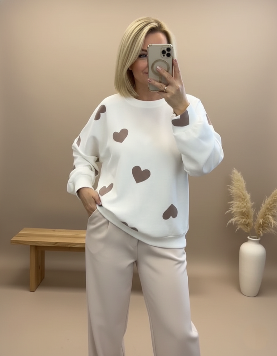 Clarisse | Sweter z mieszanki bawełny z sercami