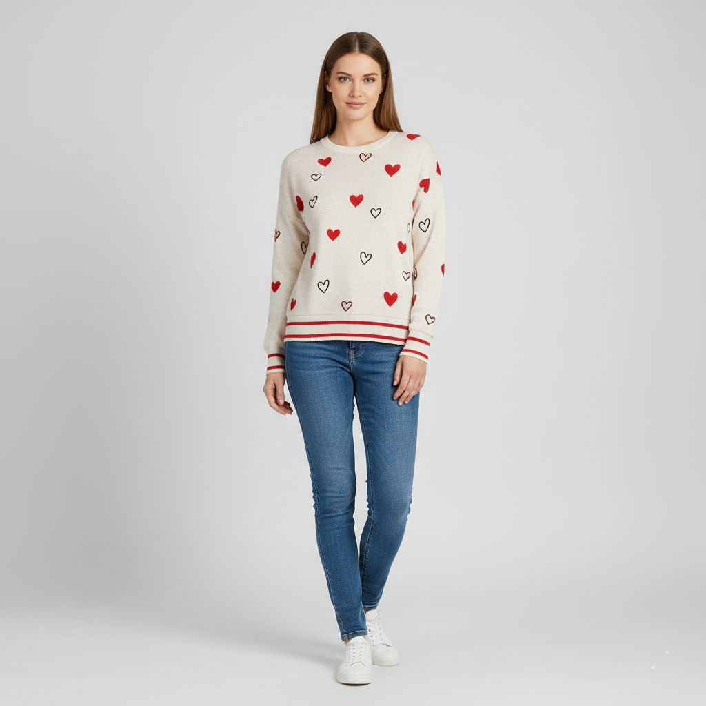 Clarisse | Sweter z mieszanki bawełny z sercami