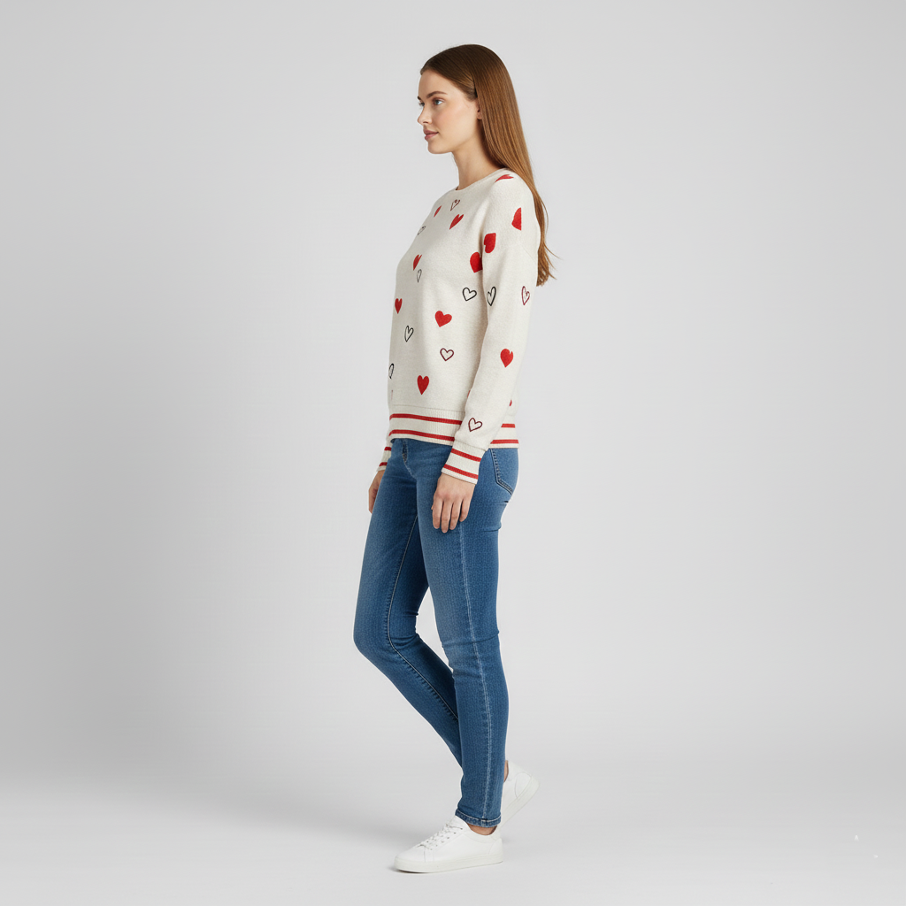 Clarisse | Sweter z mieszanki bawełny z sercami