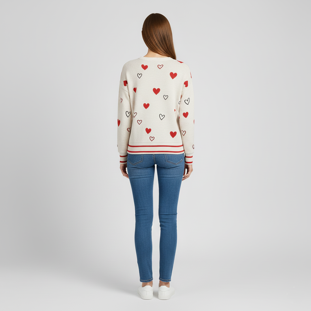 Clarisse | Sweter z mieszanki bawełny z sercami